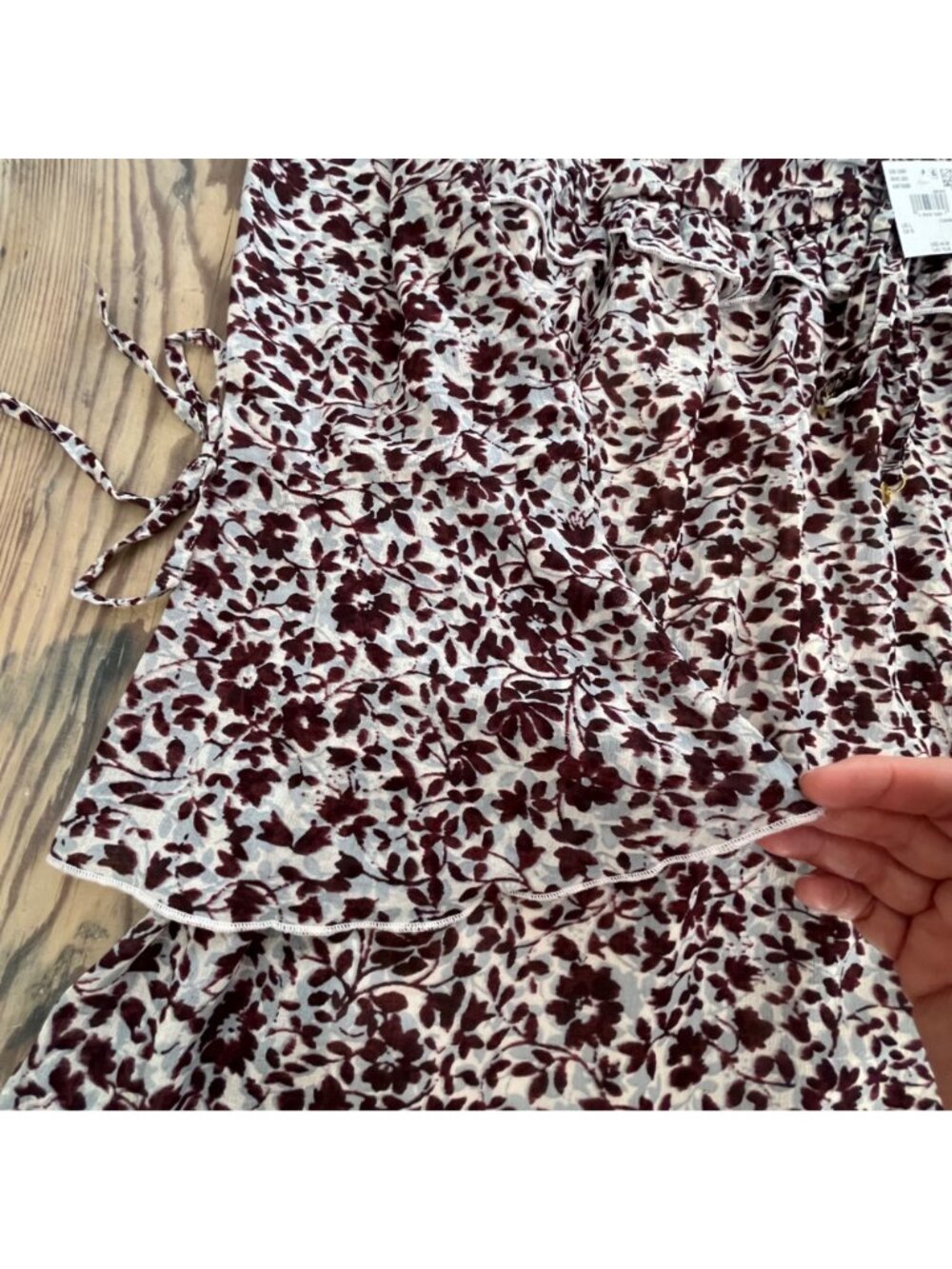 American Eagle Outfitters Babydoll Dress Womens L Brown  Print Chiffon Ruched - Picture 8 of 8